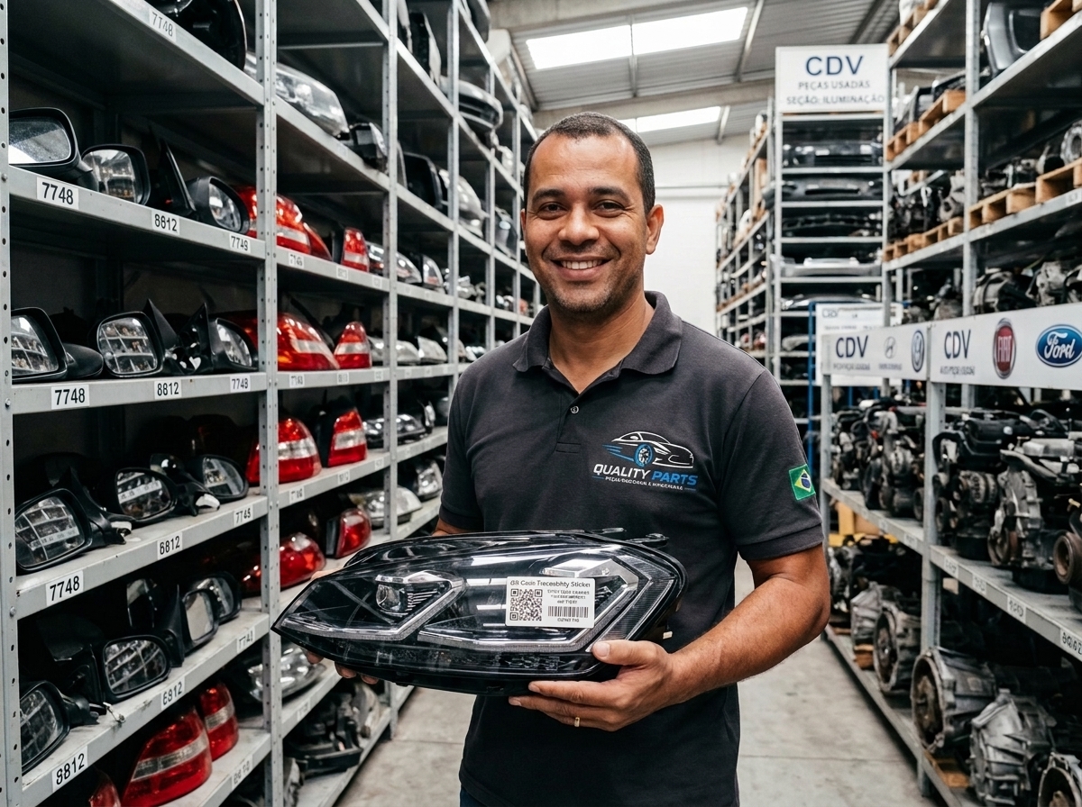 Equipe Quality Parts no estoque de peças em Santa Luzia - MG